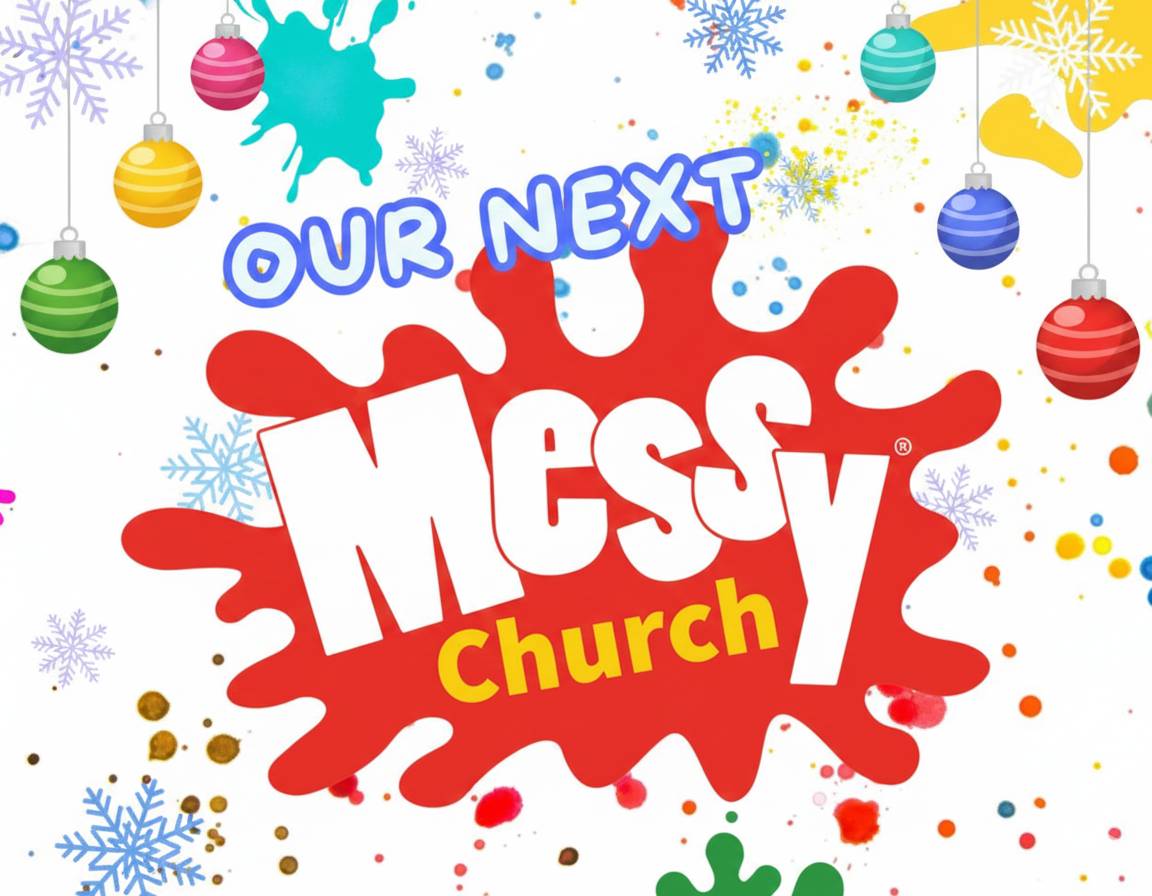 Messy Christmas Poster - Baubles, Snowflakes, and Paint Splats